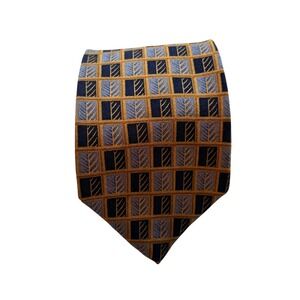 DeSantis Collection Necktie Mens One Size Blue Gold Silk Geometric Made in Italy